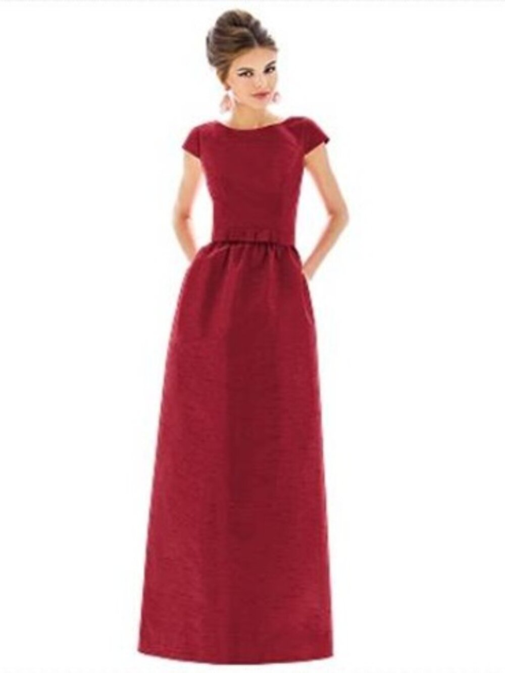 Alfred Sung 569....Cap Sleeve V-Back Maxi Dress with Pockets...Barcelona...Sz 4